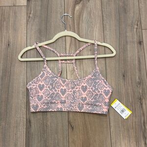 ELEVEN Pink and Gray Heart Pattern Sports Bra